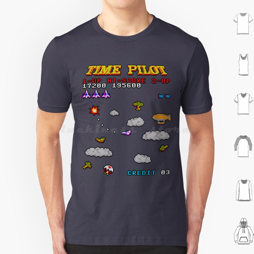 Retro Gaming T Shirt - 타임 파일럿 2 티셔츠 코튼 남성